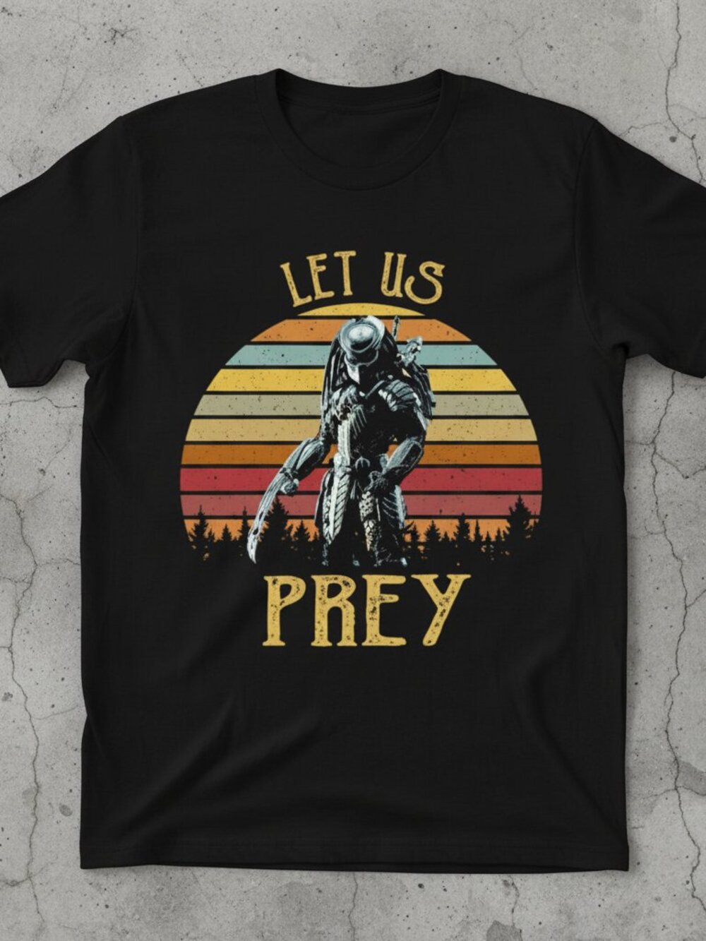 Predator Let Us Prey Graphic T-Shirt Retro Movie Fan Tee